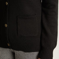 Cardigan Negro Manga Larga Elasticidad Media Sin Forro Calce Normal Tela Tejido