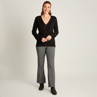 Cardigan Negro Manga Larga Elasticidad Media Sin Forro Calce Normal Tela Tejido