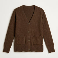 Cardigan Café Con Cuatro Botones Y Bolsillos en plano