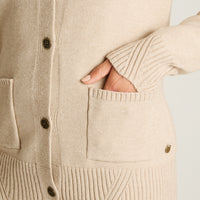 Cardigan Beige Manga Larga Elasticidad Media Sin Forro Calce Normal Tela Tejido
