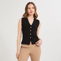Cardigan sin Mangas Escote V Negro