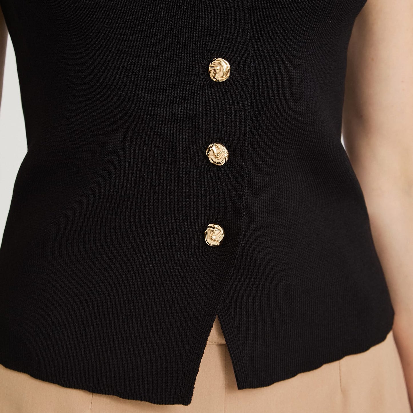Cardigan sin Mangas Escote V Negro