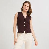Cardigan sin Mangas Escote V Café