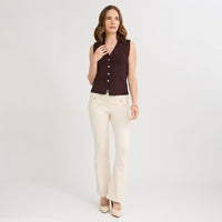Cardigan sin Mangas Escote V Café