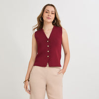 Cardigan sin Mangas Escote V Rojo