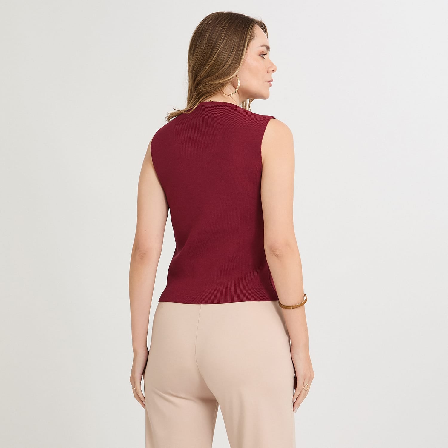 Cardigan sin Mangas Escote V Rojo