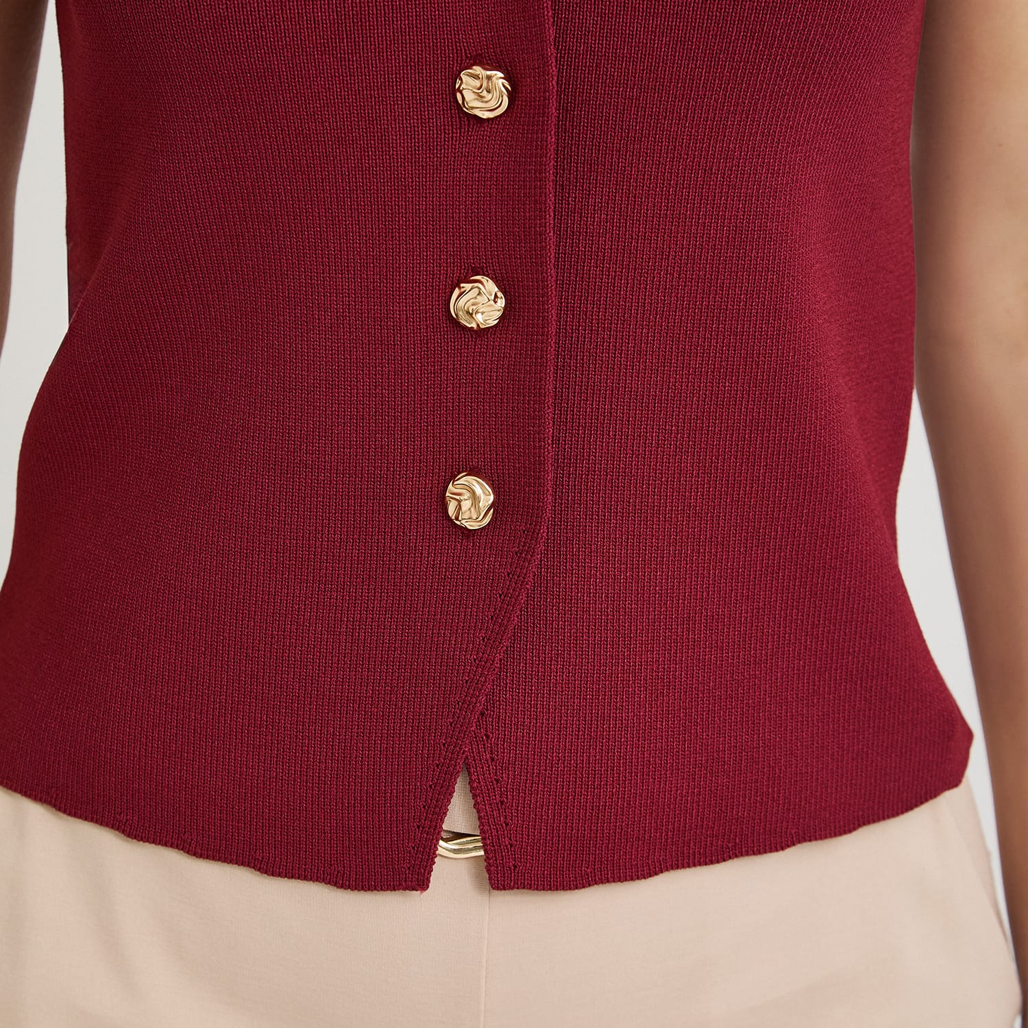 Cardigan sin Mangas Escote V Rojo