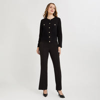 Cardigan Escote Redondo con Bolsillos Falsos Negro