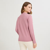Cardigan Escote Redondo con Bolsillos Falsos Rosado