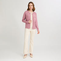 Cardigan Escote Redondo con Bolsillos Falsos Rosado