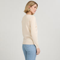 Cardigan con Aplicación de Strass Beige