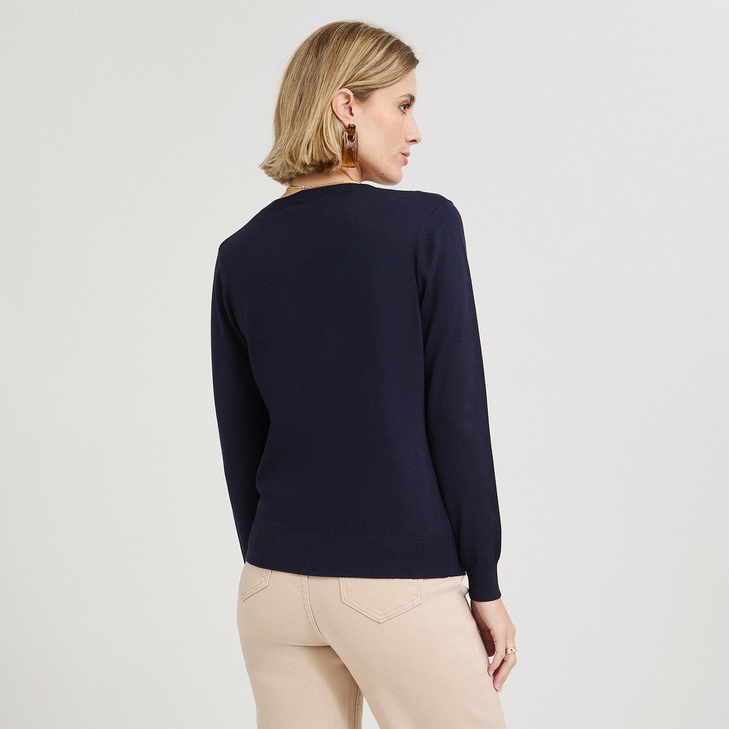 Cardigan con Aplicación de Strass Azul