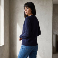 Cárdigan con Aplicación de Strass Azul lifestyle