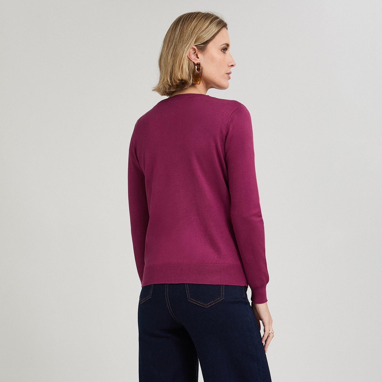 Cardigan con Aplicación de Strass Morado