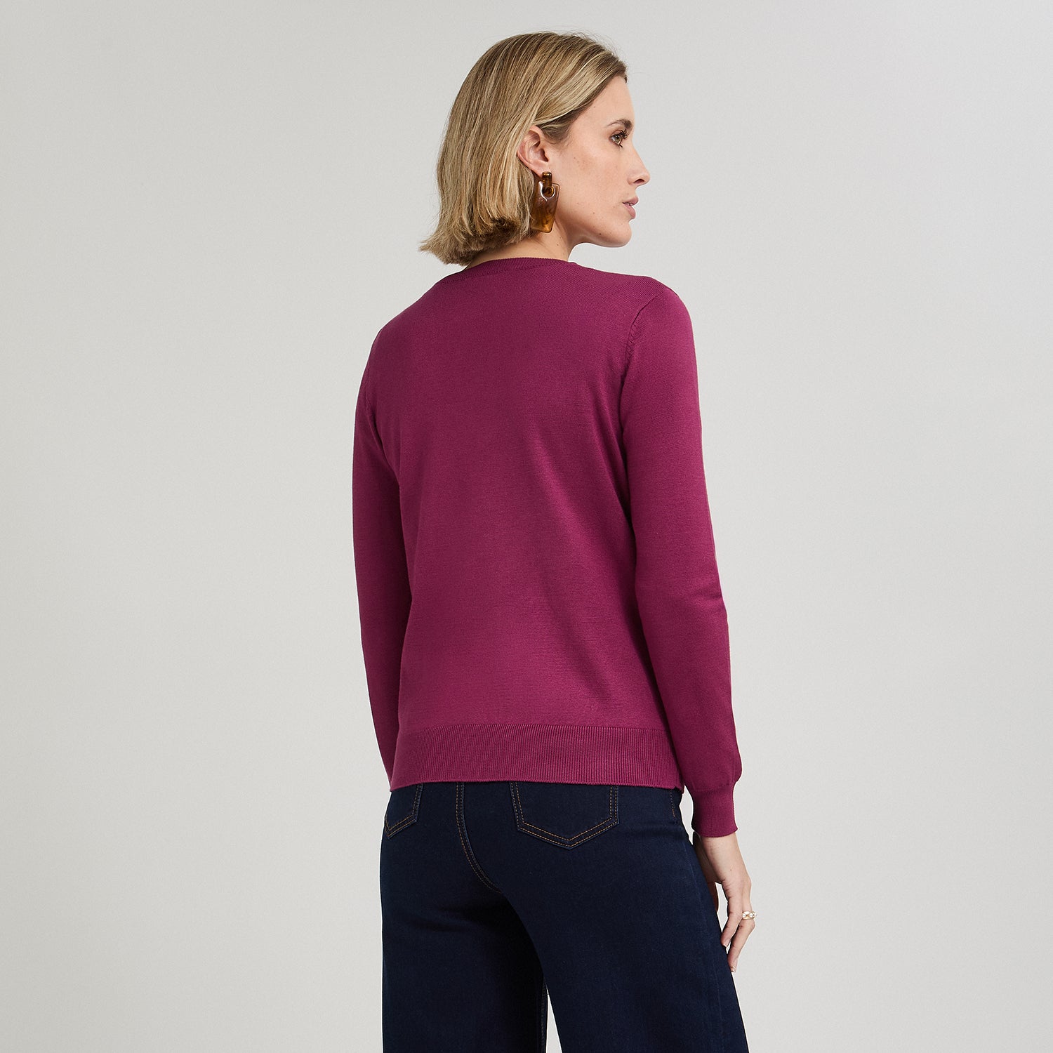 Cardigan con Aplicación de Strass Morado