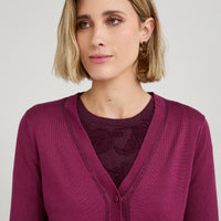 Cardigan con Aplicación de Strass Morado