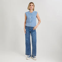 Cardigan sin Mangas Escote Redondo Celeste