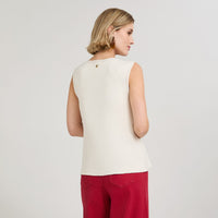 Cardigan sin Mangas con Botones Diseño Crudo