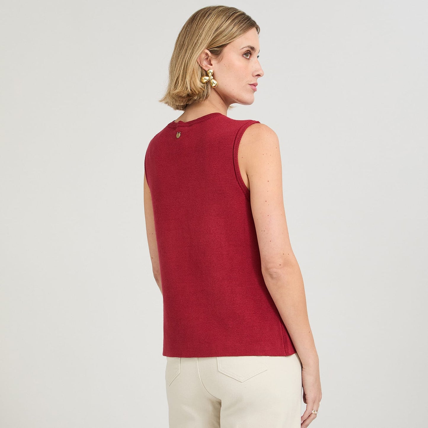 Cardigan sin Mangas con Botones Diseño Rojo