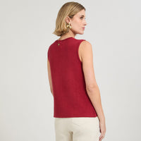 Cardigan sin Mangas con Botones Diseño Rojo