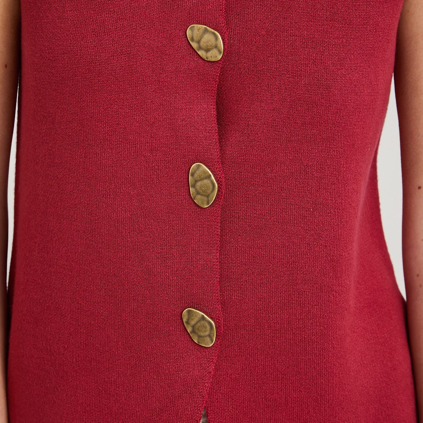 Cardigan sin Mangas con Botones Diseño Rojo