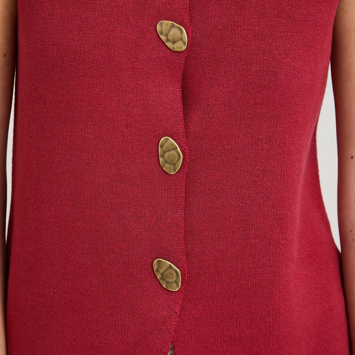 Cardigan sin Mangas con Botones Diseño Rojo