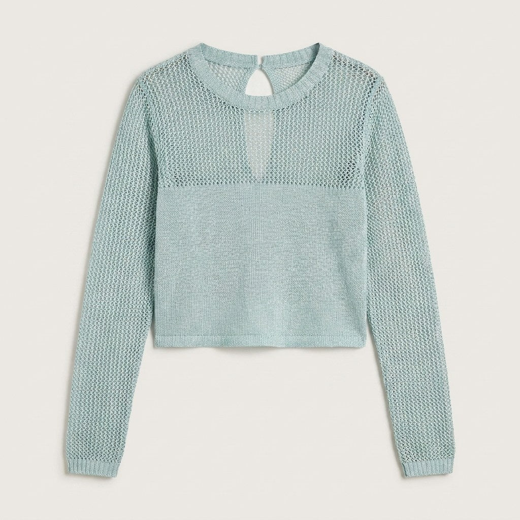 Sweater calado Lúrex con abertura espalda | Acuarela en plano