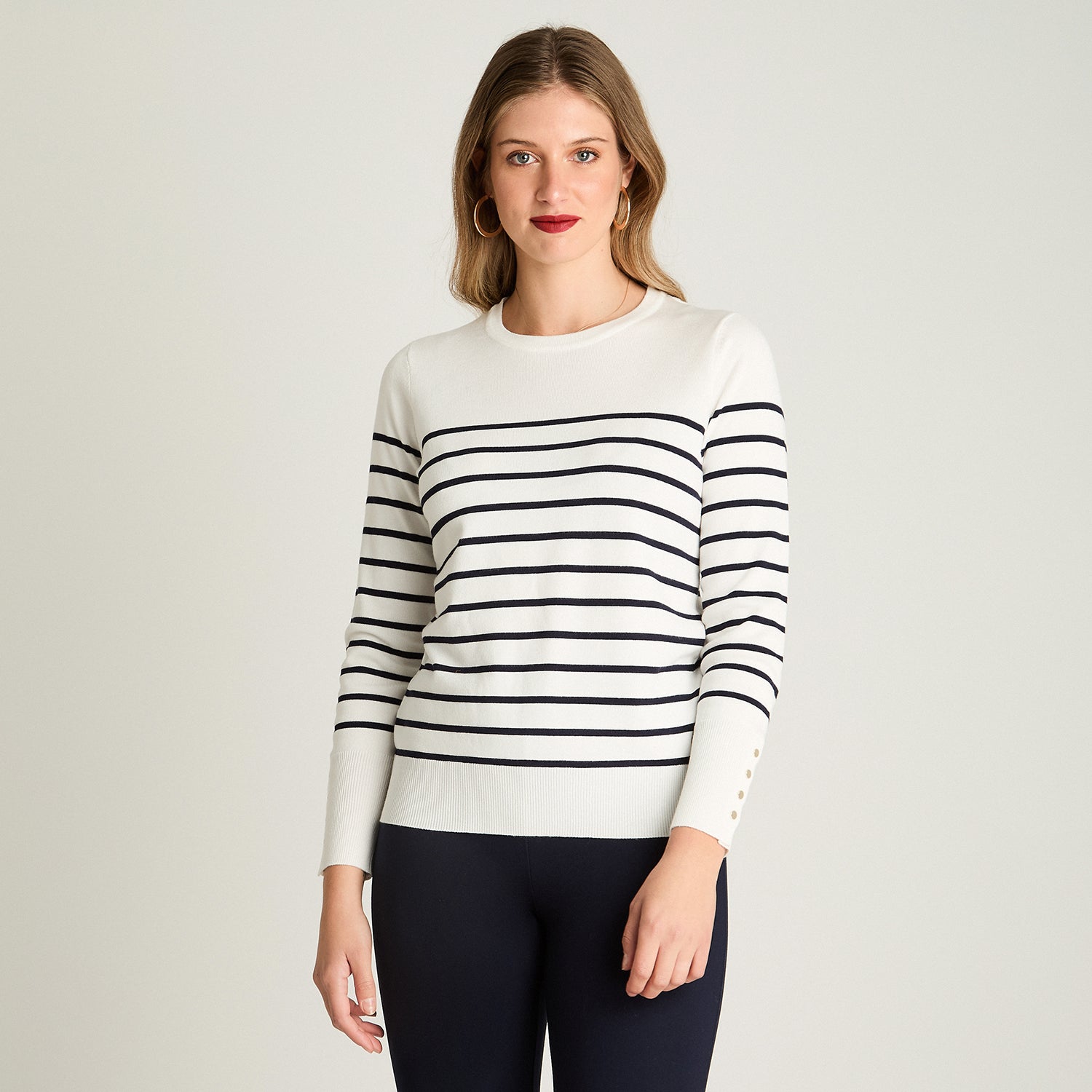 Sweater Escote Redondo Crudo Lorenzo Di Pontti