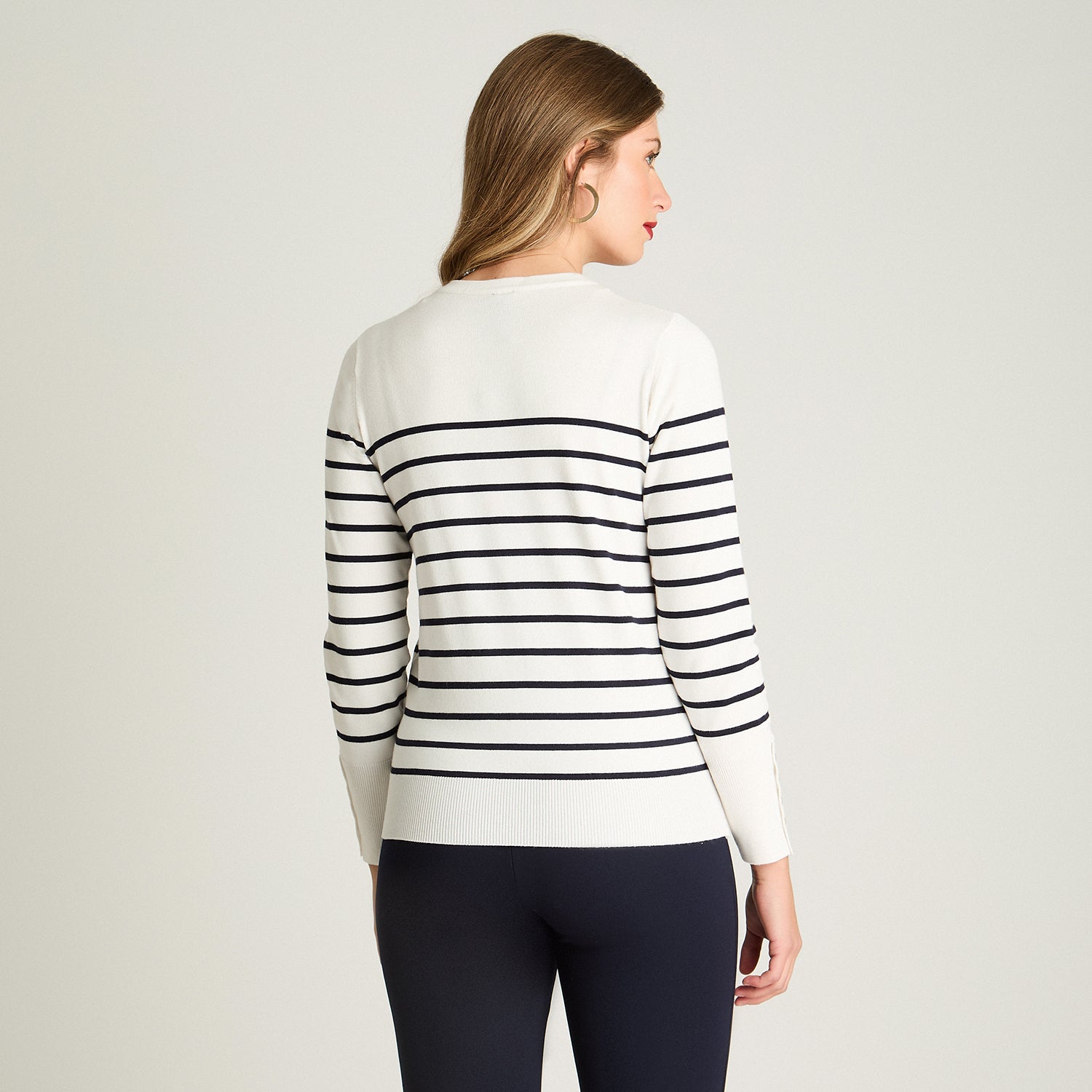 Sweater Escote Redondo Crudo Lorenzo Di Pontti