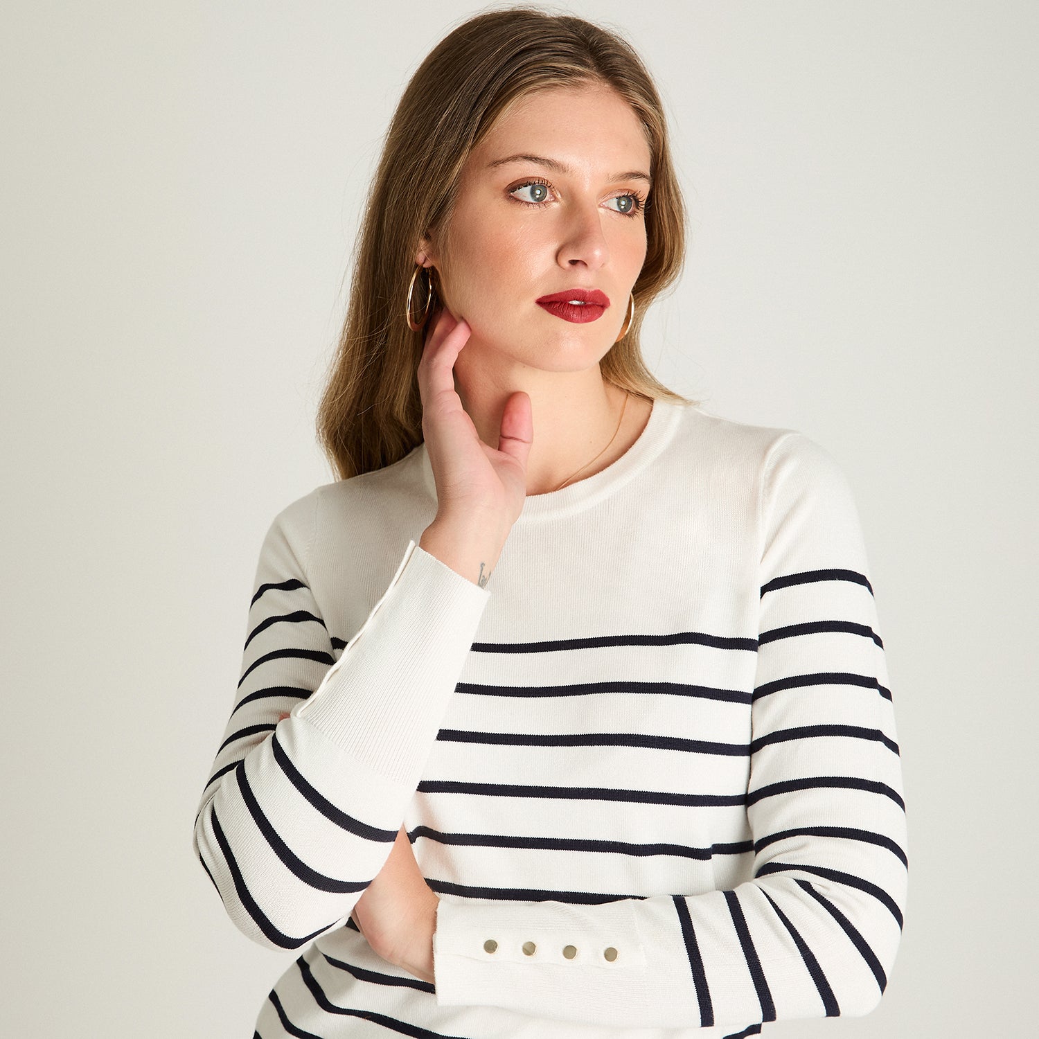 Sweater Escote Redondo Crudo Lorenzo Di Pontti