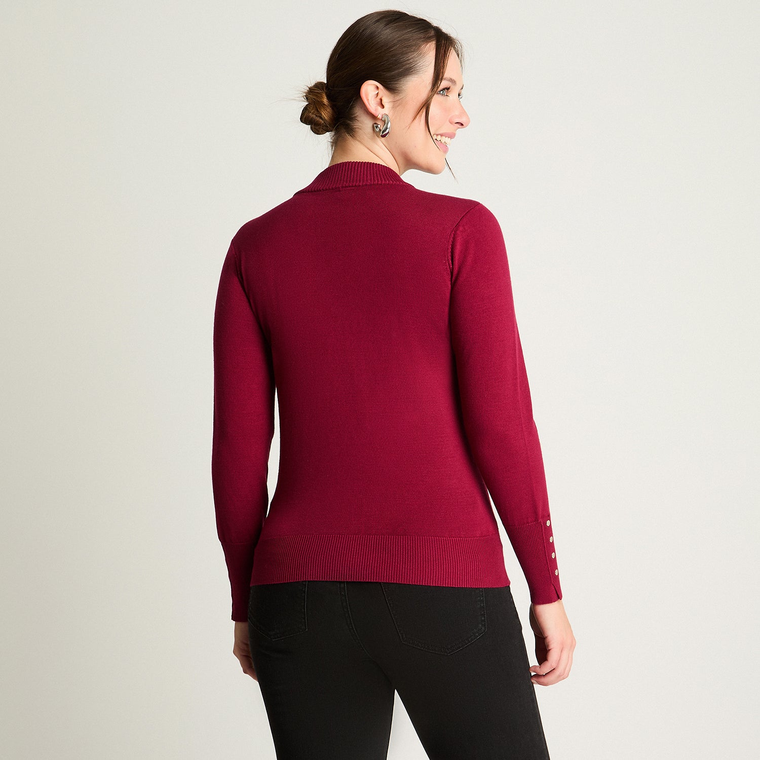 Sweater Cuello Mock Burdeo Lorenzo Di Pontti