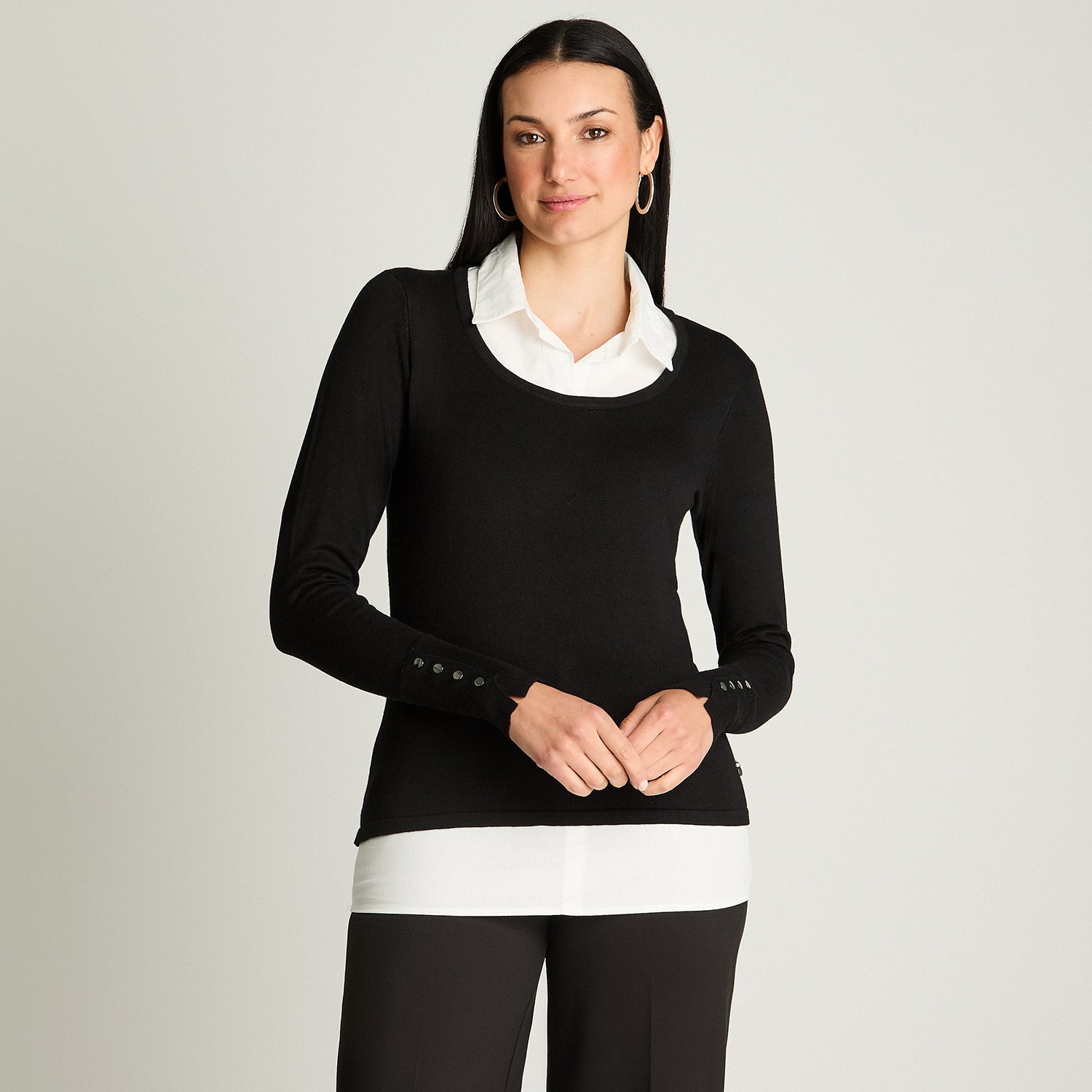 Sweater Twin Set Camisero Negro Lorenzo Di Pontti