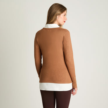 Sweater Twin Set Camisero Camel Lorenzo Di Pontti