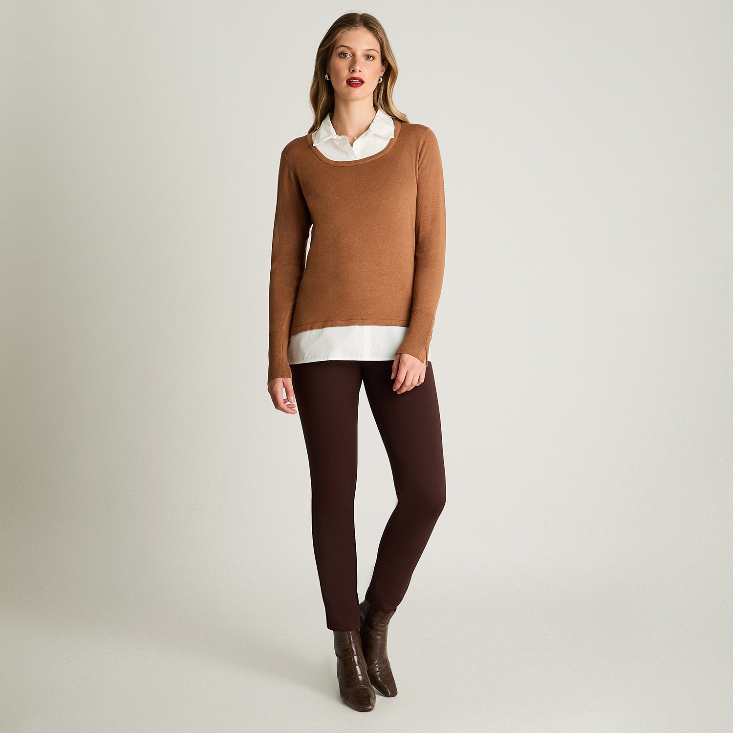 Sweater Twin Set Camisero Camel Lorenzo Di Pontti