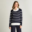 Sweater Twin Set Camisero Azul Lorenzo Di Pontti
