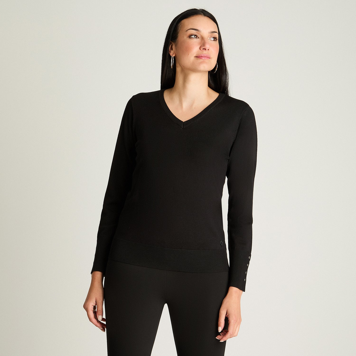 Sweater Escote V Negro Lorenzo Di Pontti