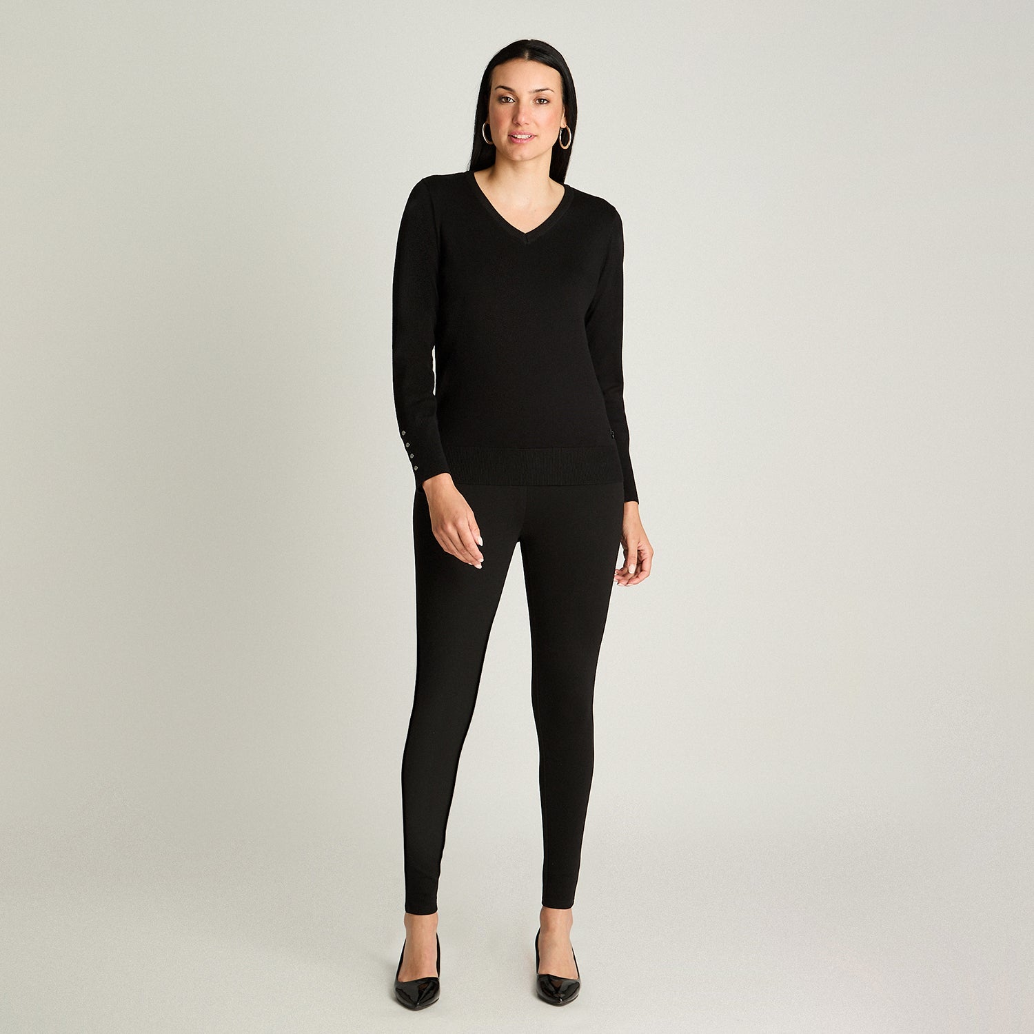 Sweater Escote V Negro Lorenzo Di Pontti