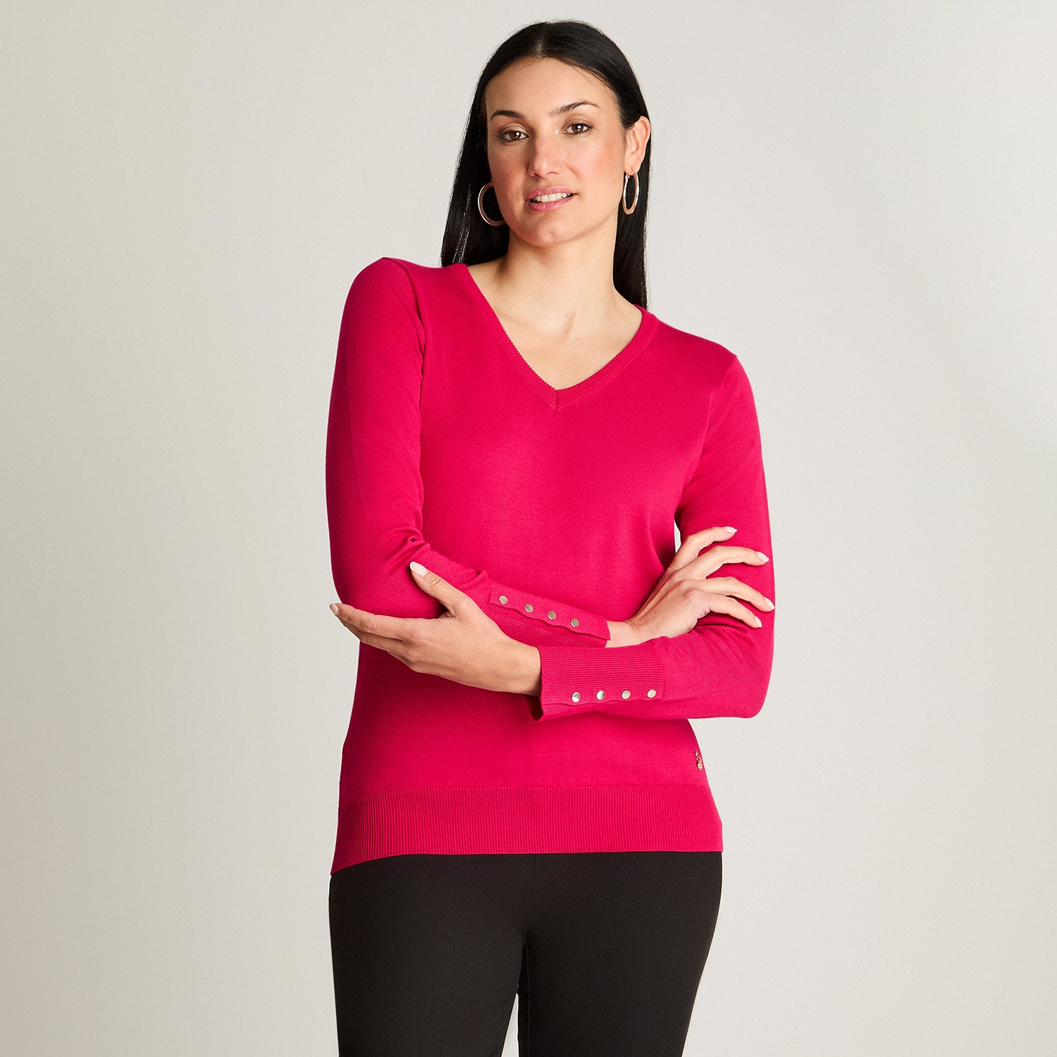 Sweater Escote V Magenta Lorenzo Di Pontti