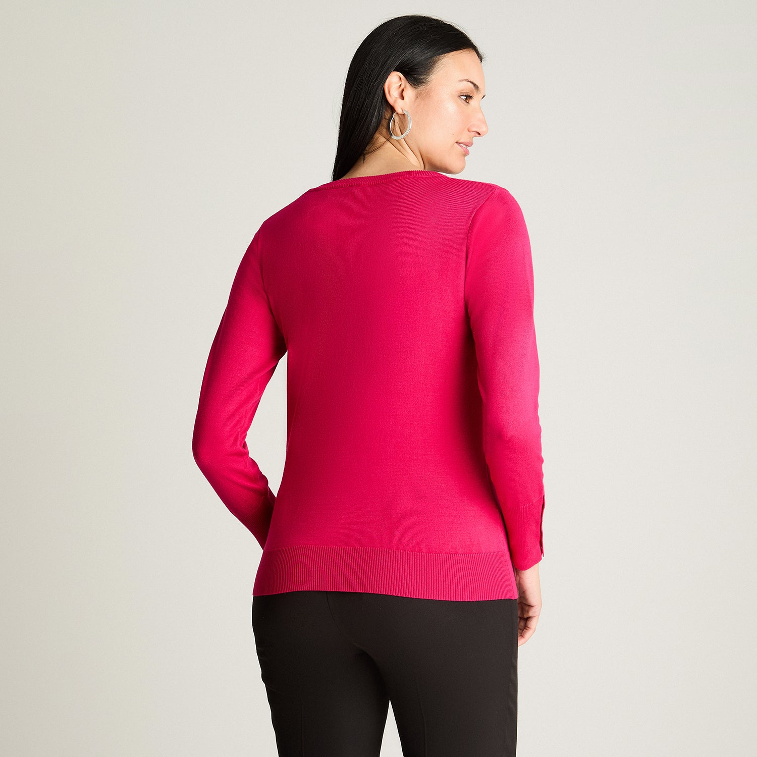 Sweater Escote V Magenta Lorenzo Di Pontti