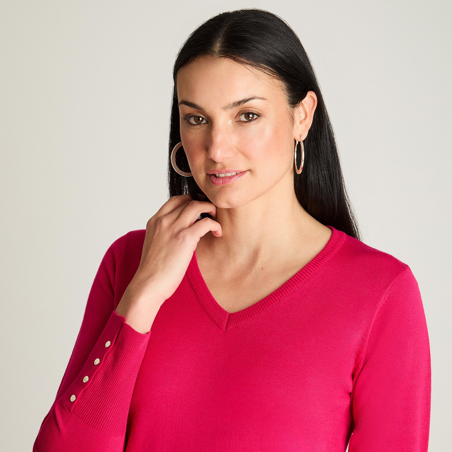 Sweater Escote V Magenta Lorenzo Di Pontti