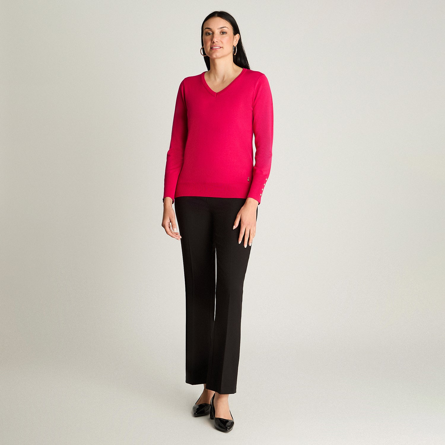 Sweater Escote V Magenta Lorenzo Di Pontti