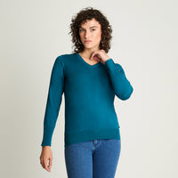 Sweater Escote V Petróleo Lorenzo Di Pontti