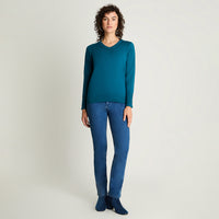 Sweater Escote V Petróleo Lorenzo Di Pontti