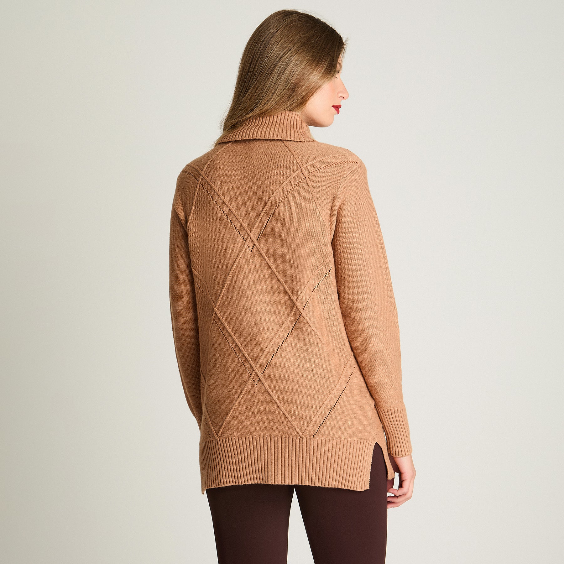 Sweater Manga Larga Cuello Alto Camel Lorenzo Di Pontti