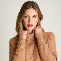 Sweater Manga Larga Cuello Alto Camel Lorenzo Di Pontti