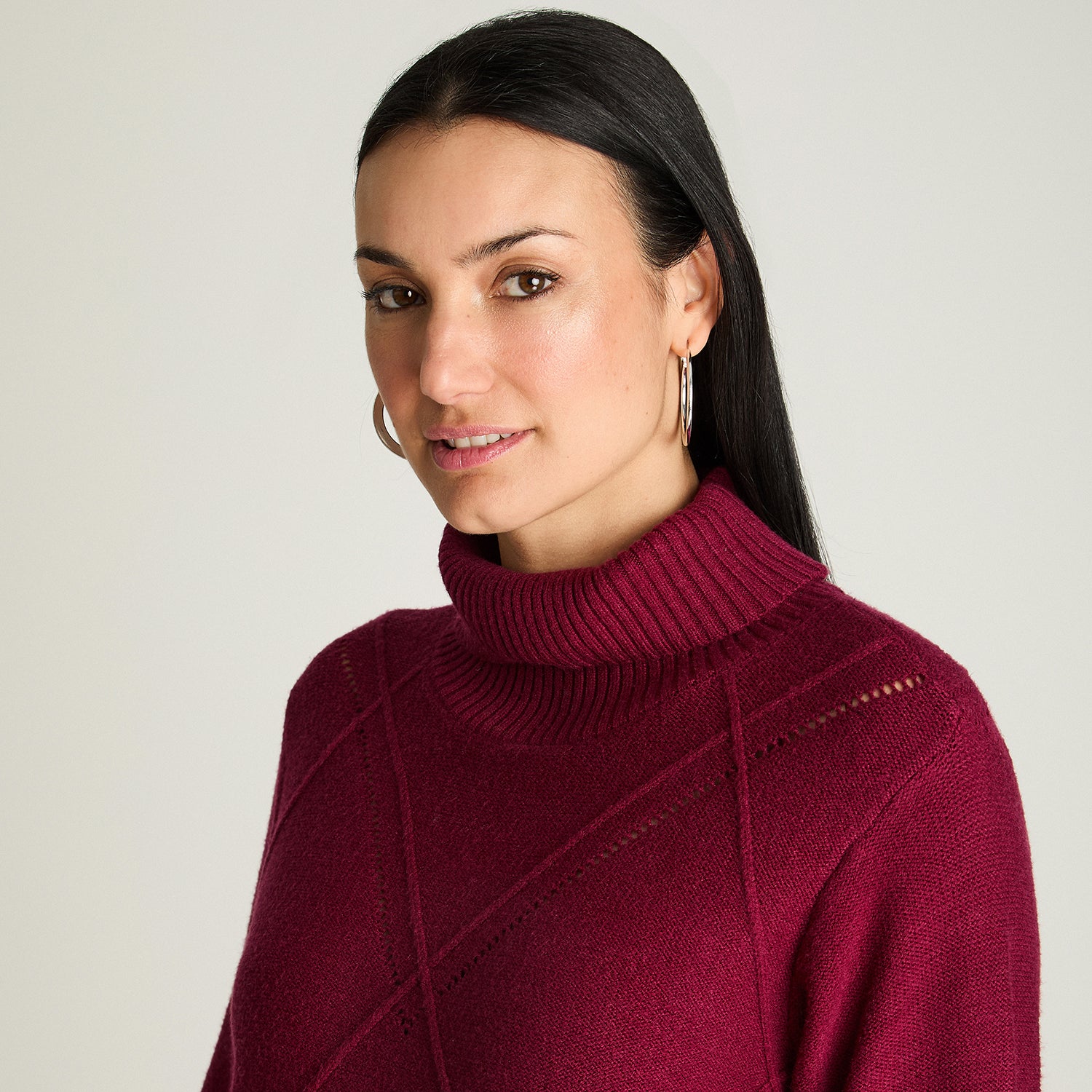Sweater Manga Larga Cuello Alto Burdeo Lorenzo Di Pontti