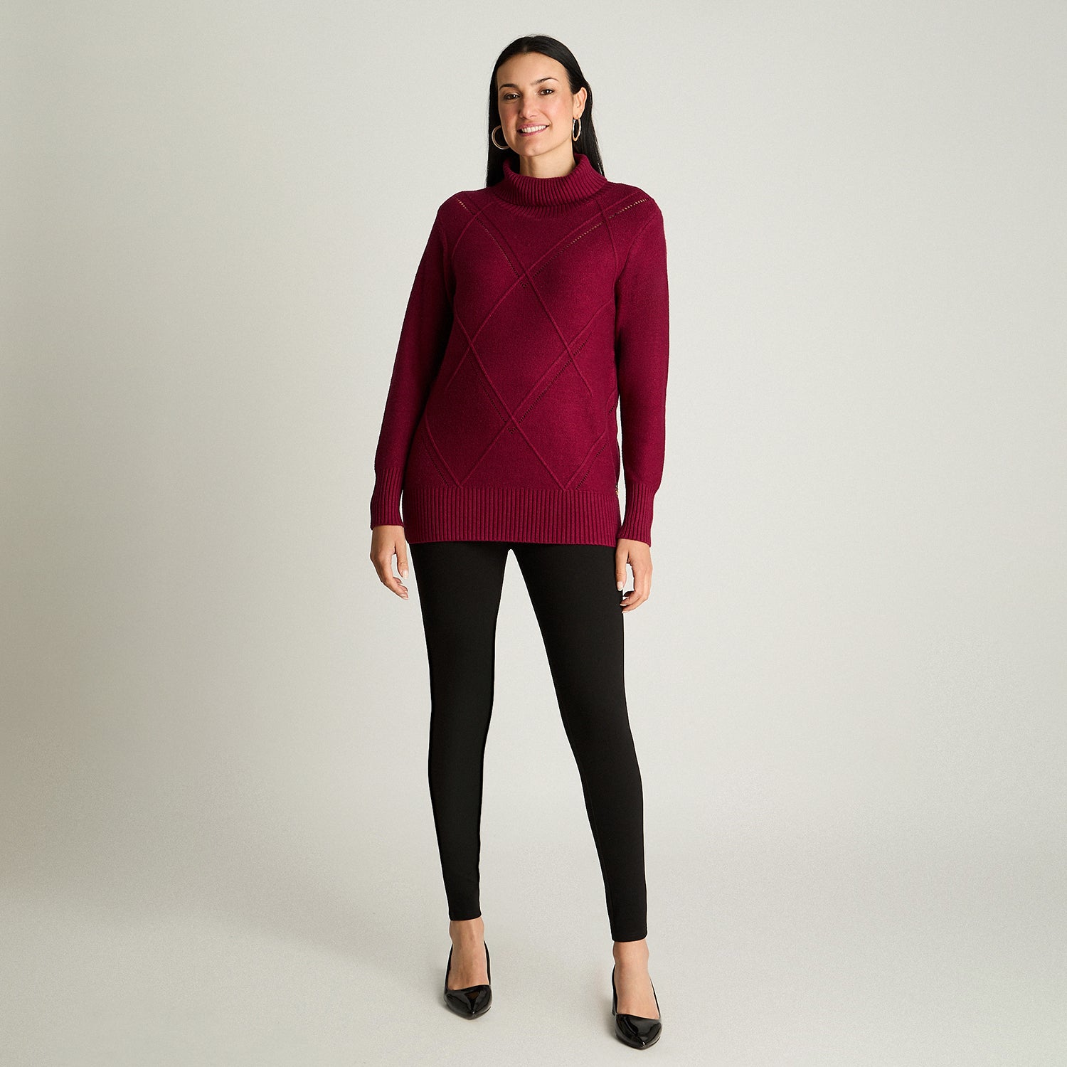 Sweater Manga Larga Cuello Alto Burdeo Lorenzo Di Pontti
