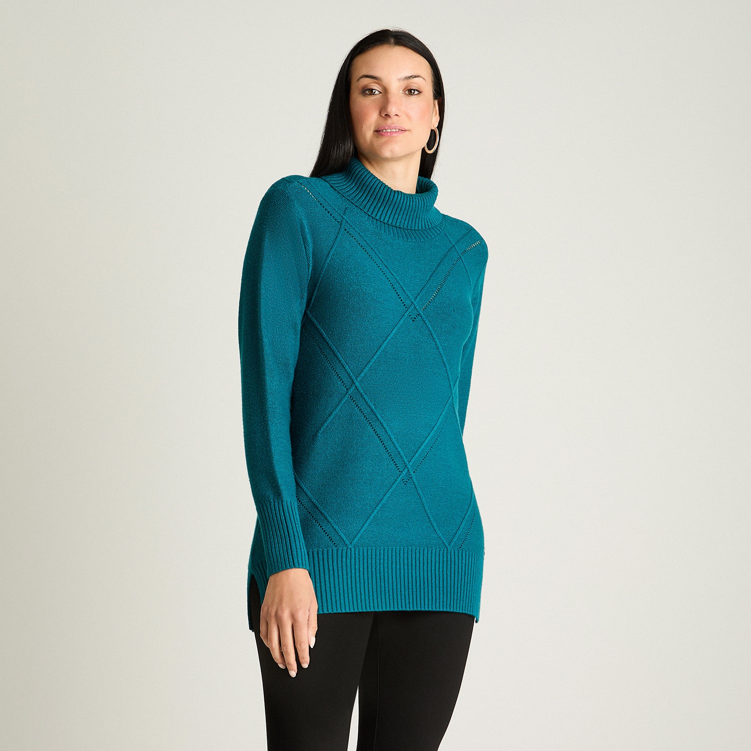 Sweater Manga Larga Cuello Alto Petróleo Lorenzo Di Pontti