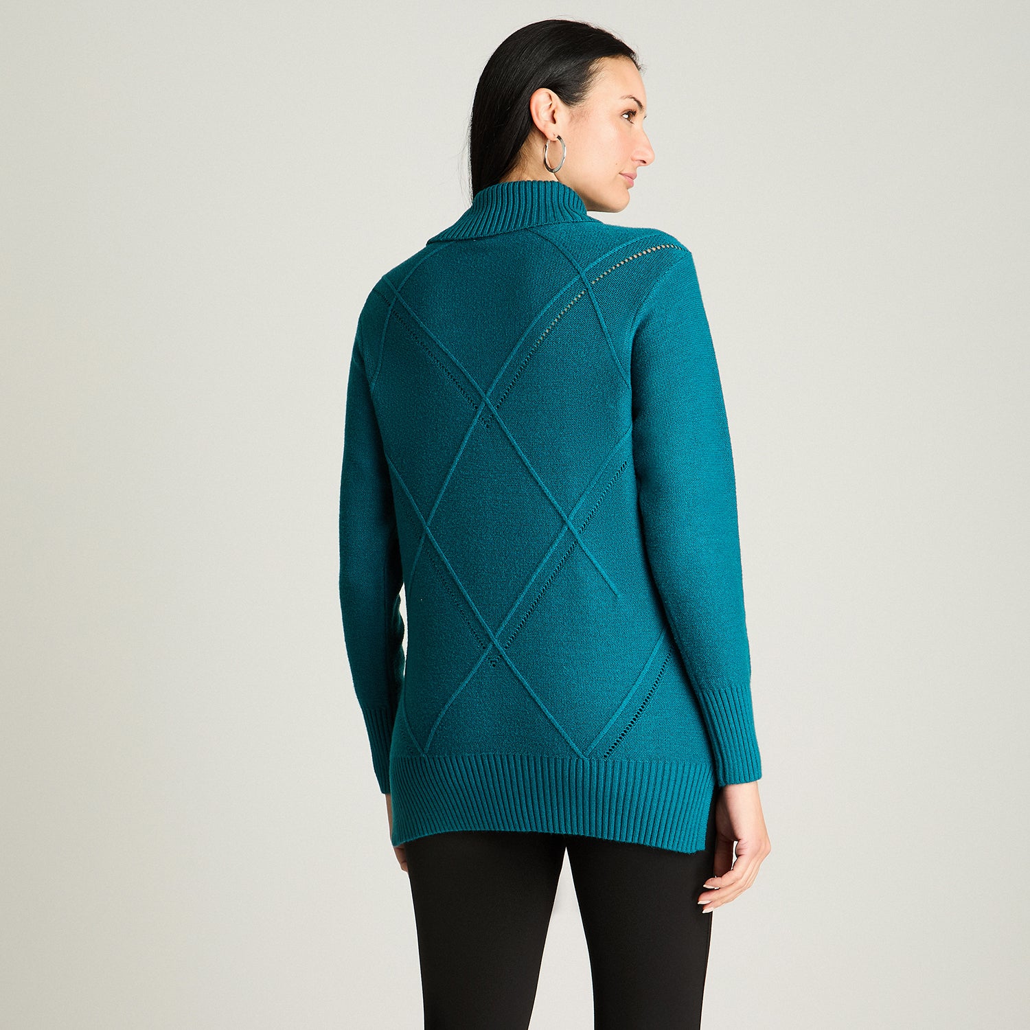 Sweater Manga Larga Cuello Alto Petróleo Lorenzo Di Pontti