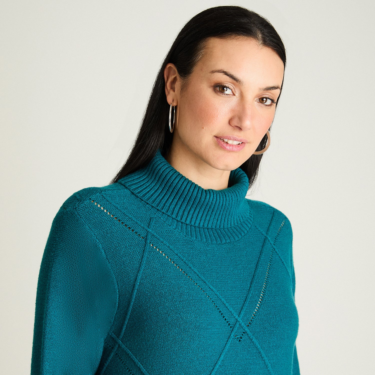 Sweater Manga Larga Cuello Alto Petróleo Lorenzo Di Pontti